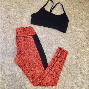 Slick leopard orange and black leggings